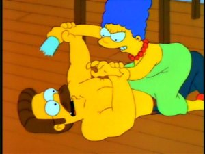 Marge representa a Blanche DuBois y Ned Flanders a Kowalski en el montaje hecho en Springfield de Un tranvía llamado Deseo